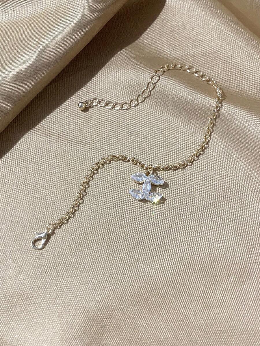 1pc Fashionable & Elegant Stainless Steel Chain With Rhinestone Pendant Bracelet, Suitable For Women's Daily Wear (LADYCOCO New Product)