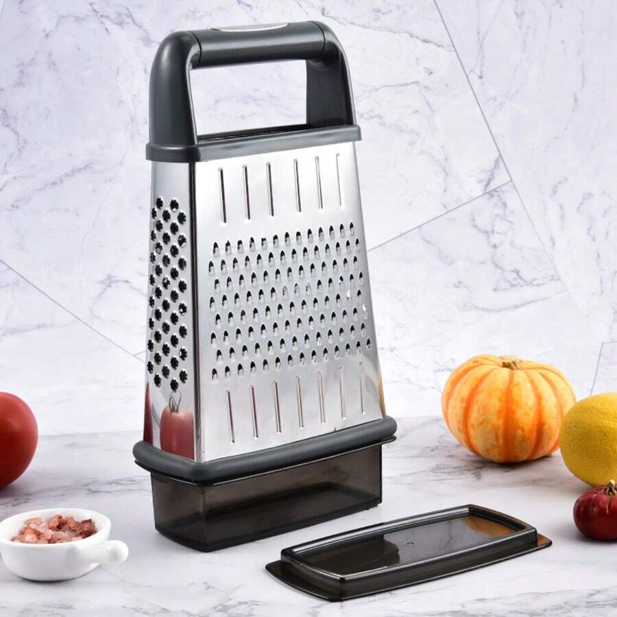 四合一不锈钢蔬菜刨丝器，土豆胡萝卜丝切片器，水果奶酪刨丝器，多功能厨房工具 - 彩色 - 查看 1