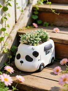 高級樹脂可愛動物造型車形植栽盆、創意卡通多肉仙人掌小盆栽裝飾盆、迷你居家辦公室陽台裝飾盆栽、送給植物愛好者、兒童、動物愛好者的獨特禮物、耐用防水室內外通用 - A - 查看 5