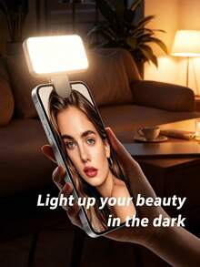HYUNDAI Bi-Color Temperature Fill Light 1pc LED Selfie Light, 3 Lighting Modes, Portable Clip-On Fill Light, Suitable For Makeup, Live Streaming, Zoom Meetings, Rechargeable Clip-On Video/Photo Lighting For Smartphone, Laptop, Camera Mother's Day Mom Gift - A - View 2