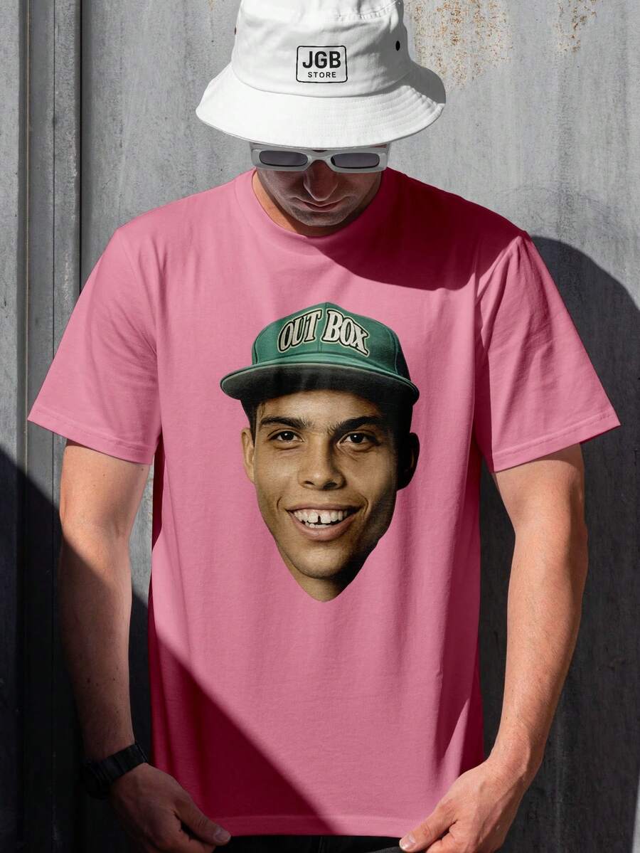 Camiseta Fenômeno Carreira Anos 90 Ronaldo 100% Algodão Unissex Masculino Feminino Plus Size Blusa Outono Inverno Copa Mundo - Rosa Bebê - Visão 1