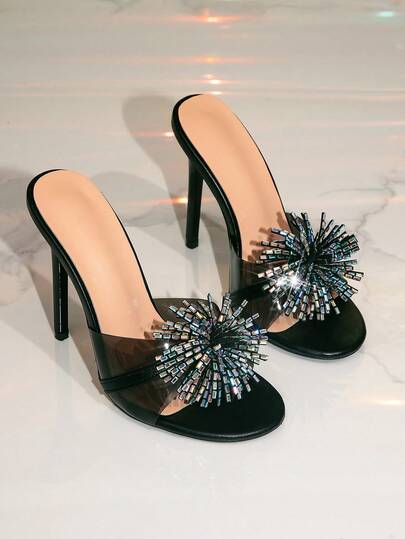 Giày sandal cao gót nữ, sandal cao gót đen mùa hè 2026 mới, giày cao gót nhọn gợi cảm, giày cao gót thời trang dự tiệc.