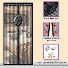 磁性透气防蚊网门帘，夏季热门，防污透气，半透明设计有助于保护隐私。 - 蕾絲條紋 - 查看 1