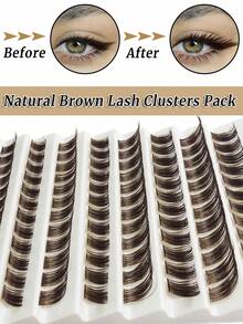 Asiteo 120片装 D型卷翘 8-16mm 混合长度棕色猫眼妆单根假睫毛，分段式尖刺狐狸眼效果，DIY单根睫毛嫁接，睫毛簇，单根假睫毛，睫毛，假睫毛 - D - 查看 2