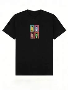 Damen Sommer Lässig Weich Rundhals Kurzarm T-Shirt, Tops für Frauen, Tops zum Ausgehen, Vintage, Gen Z, Tops, Curve, Y2K Kleidung, Baumwolle, Italien, Griechenland, Damen Tops, Süße Tops, Grafik T-Shirts, Frühlings Outfits, Street Style, Sportlich Lässig, Unisex Stil, Urban Lässig Stil, Lässig, Jersey, Baggy T-Shirts, Retro Streetwear, 90er Stil, 2000er Stil, Subkultur, Europäischer Stil, Tops, Tops, 90er Party Outfits. - Schwarz - Übersicht 4