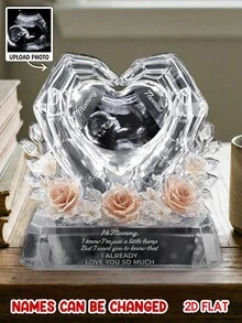 Catygift Bingkai Foto Akrilik Kustom, Kenang-kenangan Ibu & Anak, Dekorasi Bunga Bergandengan Tangan yang Dipersonalisasi, Cocok Sebagai Hadiah untuk Ibu, Ibu Baru, atau Acara Baby Shower - Seperti yang Ditunjukkan - View 2