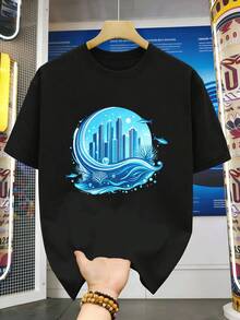 Men Plus Size T-Shirts - Black - View 2