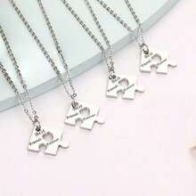 4-Piece Friendship Moon Sun Nebula Puzzle Necklace Set, Crescent And Round Geometry BFF Pendant Necklace, Cute Matching Jewelry For 4 Ladies Sisters Daughter, Best Friend Birthday Gift, Women's Daily Wear Or Party Accessory - E - Xem 2