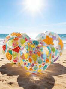 Bộ 1/3 quả bóng hơi in hình động vật và trái cây, thích hợp cho bãi biển, tiệc ngoài trời, trò chơi bãi biển, trò chơi dưới nước, chất liệu PVC, trò chơi vui nhộn ngoài trời, kiểu ngẫu nhiên. - Bóng bãi biển - Xem 6
