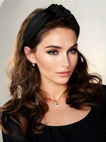 1 chiếc băng đô cài tóc bằng satin cao cấp, thanh lịch dành cho nữ, thích hợp cho các bữa tiệc và sự kiện, băng đô cài tóc, băng đô vòng cài tóc, phụ kiện đội đầu màu đen. - màu đen - Xem 4