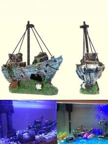 1個樹脂海盜船殘骸水族箱景觀裝飾，水族箱飾品，魚缸裝飾 - 歡樂水族 - 查看 9
