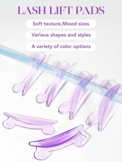 4 Sizes/8pcs Purple Bear Eyelash Pads, Eyelash Curler, New Eyelash Pads, Makeup Tools, Soft Curling Roller, Easy To Clean And Reusable