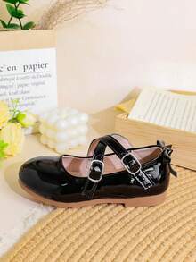 1 Pair Minimalist Fashion British Style Solid Color Elegant Flat Shoes For Girls, Suitable For Daily Wear, Spring/Summer - Black - View 10