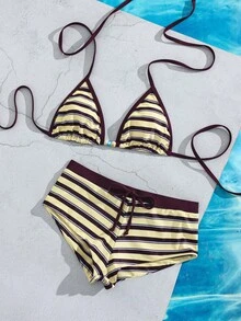 Bộ bikini nữ màu vàng chấm bi kiểu retro, thích hợp cho các buổi đi chơi, phong cách Y2K, dạo phố, nghỉ mát, bãi biển mùa hè. - Nhiều màu 5 - Xem 8