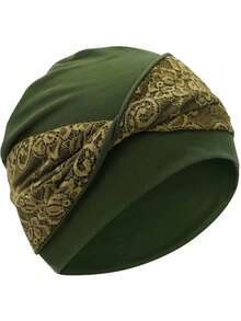 1pc New Women's Chemo Head Scarf, Lace Headband, Versatile For Daily Wear, Suitable For Cancer Patients, Elastic Chemo Headwrap Beanie Sleep Bonnet - 黑色 - 查看 8