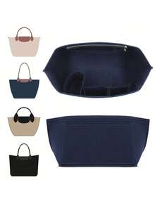 大号手提包内胆包，带杯架，毛毡拉链内衬收纳袋，适用于手提包和其他女士手提包 - 彩色 - 查看 2