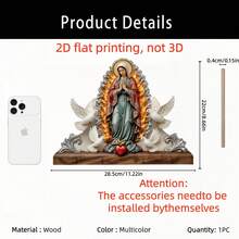 One Virgin Mary-Shaped Wooden Wall-Mounted Key Holder With Multi-Functional Hooks, Bohemian Farmhouse Style (Easy To Install). Can Be Hung On The Wall And Is Suitable For Porches, Rooms, Bedrooms, Cottages, And Various Year-Round Home Decor. - Multicolor - View 12