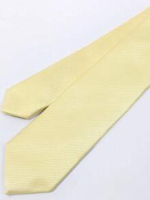 1pc Men's Yellow Fashionable Densely Woven Business Necktie - Yellow - View 2