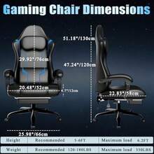 Ergonomic Gaming Chair with Footrest PU Leather Video Game Chairs for Adults 360°Swivel Adjustable Office Chair Gamer Chair Comfortable Computer Chair for Heavy People Blue - Azul - Ver 4