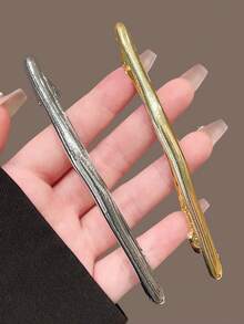 1pc Minimalist Metal Arched Hair Clip, Spring Clamp Hairpin For Bun Updo - Multicolor - View 1