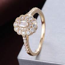 1 pieza Anillo de moda con diseño floral y circonita sintética incrustada para mujer - Multicolor - Ver 12