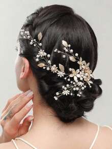 Casual Elegant Floral Headband, Suitable For All Seasons,Summer,Beach,Wedding - Gold - View 6