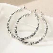 Fashionable Retro Round Earrings, Suitable For Various Occasions, An Ideal Gift For Her - Silver - View 4