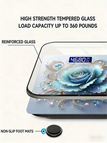 1pc Decorative 2D Digital Bathroom Scale With LED Display, Suitable For Gym And Yoga Studio Use, Long-Lasting For Bathroom, Great Partner For Fitness And Sports Enthusiasts. Requires AAA Batteries (Not Included) - Multicolor - View 9
