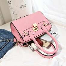 Ladies' Fashion Shoulder Bag With Adjustable Strap, Crossbody/Single Shoulder Option, Hardwear Lock Decoration And Chain Strap Design, Ideal For Shopping, Travel, Commuting And Gift-Giving - Màu Hồng Tươi - Xem 3