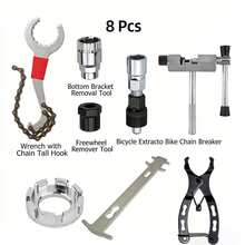 Bộ dụng cụ sửa chữa xe đạp 7/8/9 món - Bộ dụng cụ bảo dưỡng xe đạp 10 món, bao gồm dụng cụ tháo xích, dụng cụ tháo tay quay, dụng cụ tháo vòng khóa líp và cờ lê, phù hợp cho xe đạp leo núi, xe đạp đường trường và sửa chữa xe đạp. - A - Xem 15