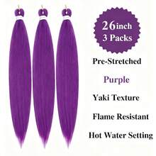 1 Pack Purple Braiding Hair Bundles, 26 Inch Pre-Stretched Straight Crochet Hair, Synthetic Fiber, Suitable For Holidays, Parties, Back To School And New Semester - View 7