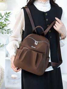 Multi-Color Fashion Backpack - All-Around Partner For Commuting, School And Travel! Made Of High-Quality Nylon! Classic Double Zipper Design, Compartmentalized Storage Space: Main Compartment, Front Pocket And Side Pockets For Phone, Keys, Water Bottle, Etc. - Multicolor - View 8