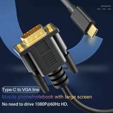 USB-C To VGA Adapter, USB Type-C To VGA Converter, Compatible With Apple Air, Pro. USB-C Input, VGA Output, Supports Up To 1080P Resolution. - View 3