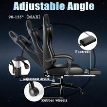 Ergonomic Gaming Chair with Footrest PU Leather Video Game Chairs for Adults 360°Swivel Adjustable Office Chair Gamer Chair Comfortable Computer Chair for Heavy People Blue - Azul - Ver 7