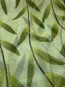 1pc Simple Weeping Willow Printed Window Curtain - Green - View 6