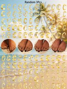 3-59pcs Assorted Elegant Heart, Star, Moon, Flower, Leaf, Geometric Gold Toe Rings, Versatile Beach, Date, Travel Gift For Girlfriend, Mom, Friend, Wife - Golden - View 12