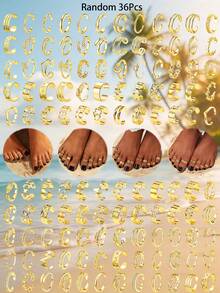 3-59pcs Assorted Elegant Heart, Star, Moon, Flower, Leaf, Geometric Gold Toe Rings, Versatile Beach, Date, Travel Gift For Girlfriend, Mom, Friend, Wife - Golden - View 11