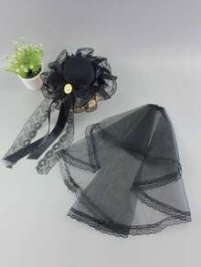 topshiny 1 chiếc mũ nhỏ kiểu dáng ngọt ngào và gothic, băng đô cài tóc nơ ren, phụ kiện tóc chụp ảnh cưới. - Nhiều màu - Xem 9