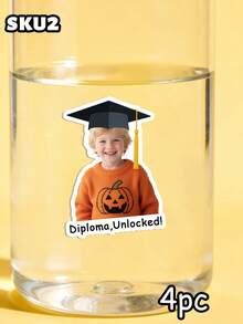 4/8/16pcs Customized Kindergarten Graduation Face Stickers - Personalized Kindergarten Graduation Face Stickers, 3 Styles Available | Cute Children's Graduation Gift | Graduation Party Decoration And Photo Album Stickers - Multicolor - View 15