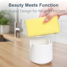 Ceramic Sponge Holder For Kitchen Sink, Sink Organizer With Drain Holes, Countertop Sponge And Soap Holder, Small Corner Ceramic Caddy For Scrubber & Brush - White - View 6