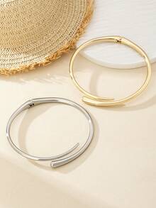 1 Vòng Cổ Choker Cổ Kim Loại Được Đánh Bóng Tinh Xảo, Trang Sức Hợp Thời Trang Cho Nữ - cổ áo - Xem 6