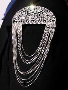 Thiết kế thời trang, đa năng, tinh tế, sang trọng, lịch lãm, cá tính, hình bán nguyệt, đính hoa pha lê, tua rua, cầu vai bạc, phù hợp cho trang sức nam giới hàng ngày, công sở và đi làm. - Nhiều màu - Xem 1