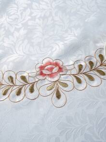 1 chiếc khăn trải bàn Jacquard thêu hoa, khăn trải bàn hình bầu dục lãng mạn bằng polyester, thêu rỗng, chống bụi và chịu nhiệt, thích hợp cho bàn ăn, bàn cà phê, trang trí nhà cửa hàng ngày, đám cưới, tiệc tùng, ngày lễ. - Hồng - Xem 5