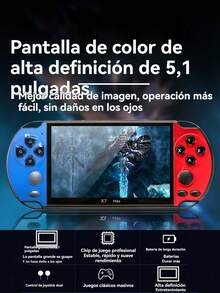 1pc Multifunctional Pocket Handheld Game Console With 11000 Classic Nostalgic Games 13 Simulators Support To TV Rechargeable Supports E-Books Music Videos Pictures Recording Archives Calculators Stopwatches 5.1-Inch High-Definition Screen PSP Console - Multicolor - View 4