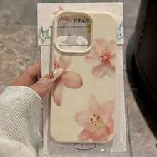 1 chiếc ốp lưng điện thoại màu trắng mờ đơn giản, họa tiết ba bông hoa lan và dâm bụt nhỏ xinh, thích hợp cá nhân hóa cho iPhone 16 Promax, 15/14Plus/13/12/11. - Nhiều màu - Xem 2