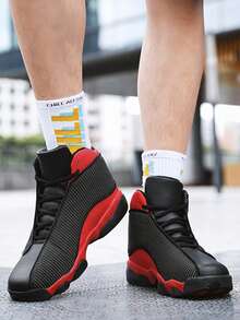 Men's Skate Shoes, Unisex Retro Sneakers, Wave Sole Footwear, Non-Slip Daily Shoes, Breathable Casual Footwear, Couple Style Sneakers, 2026 Trending Shoes, Versatile High-Top Sneakers - Đen và Đỏ - Xem 2