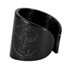不锈钢大天使米迦勒骑士盾牌保护开口戒指护身符饰品，高品质不锈钢镀18K金，父亲节母亲节礼物，日常佩戴 - 戒指 - 查看 6