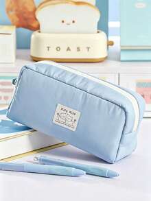 1pc Simple Solid Color Lucky Marshmallow Student Stationery Pencil Case, Large Capacity Desk Pencil Box, Multi-Pocket Organizer Design Pen Bag, Suitable For School, Office And Travel - Fit For Students, Professionals, Men And Women, School Stationery Storage Box, Multi-Function Storage Box, Secure Zipper Closure, Pencil Case - Multicolor - View 14