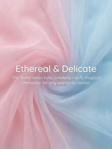 2件装蓝粉双色薄纱背景帘，性别揭晓派对薄纱帘，马卡龙蓝粉配色，一周岁生日派对拍照背景装饰，新生儿派对可重复使用柔软彩色薄纱背景，也适用于儿童房窗帘、婚礼窗帘 - 彩色 - 查看 7