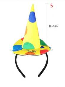 1件小丑主题配饰，小丑领结头箍，马戏团嘉年华服装，舞台表演道具，节日装饰，主题派对装饰 - 彩色 - 查看 14